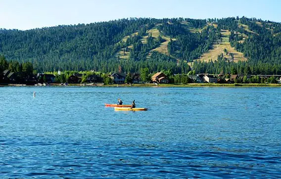 kayaking across the lake
